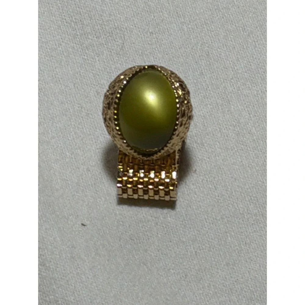 Swank Vintage Mens Wrap Cufflinks Green Cats Eye Gold Tone Mesh With Box MCM
